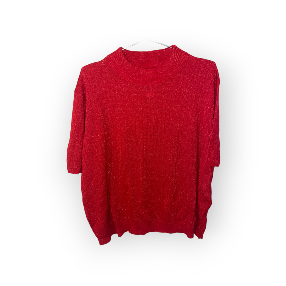Sag Harbor metallic thread red sweater sz 3x EUC